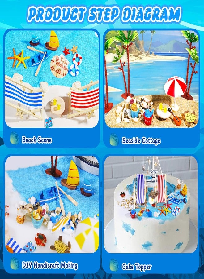 Pamonrueer 41 Pcs Miniature Summer Beach Accessories Ocean Diorama Supplies Sand Box Beach Theme Cake Decorations Sea Animal Figurines Shell Cake Topper Party Gifts Diorama Projects - Image 3